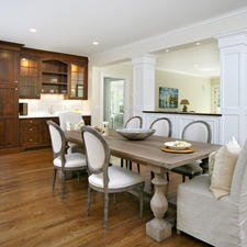 Transitional Dining Room with large built in buffet and hutch