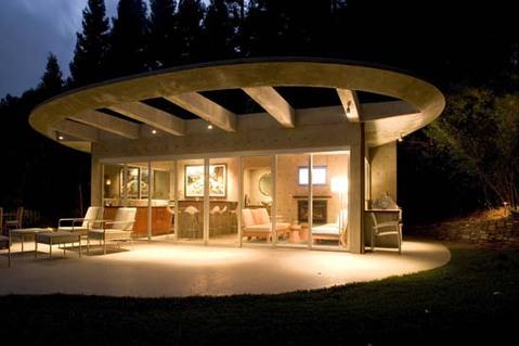 Modern Home Exterior with white framed sliding glass door