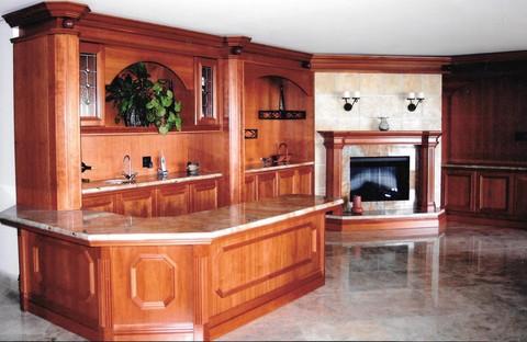 Traditional Basement with counter open to living space