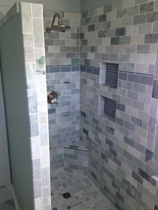 Transitional Bathroom In Midlothian Ceramic Mosaic Tile Accent Transitional Bathroom With Ceramic Mosaic Tile Accent Strip