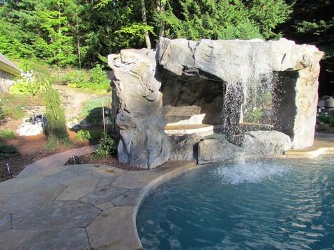 Eclectic Pool with stamped concrete deck