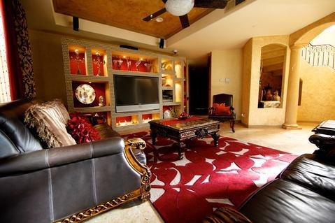 Modern Family Room with modern entertainment center