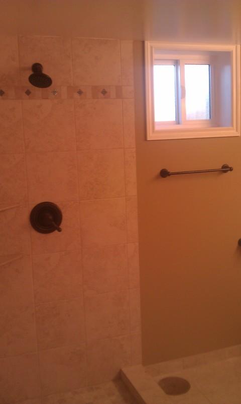 Transitional Bathroom with oil rubbed bronze fixtures