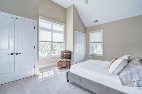 Contemporary Bedroom with cellular blinds