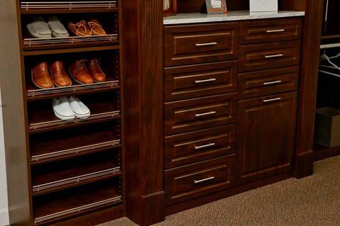 Traditional Closet with raised panel cabinets