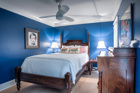 Contemporary Bedroom with contemporary framed art