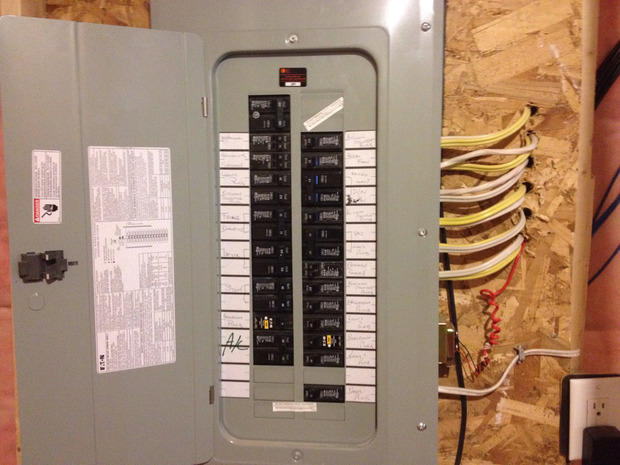 Traditional Basement with electrical organization