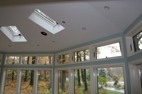 Cottage Sunroom with recessed lighting