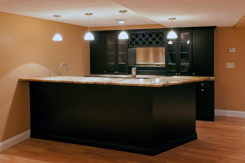 Contemporary Wine Cellar with small white glass pendant light