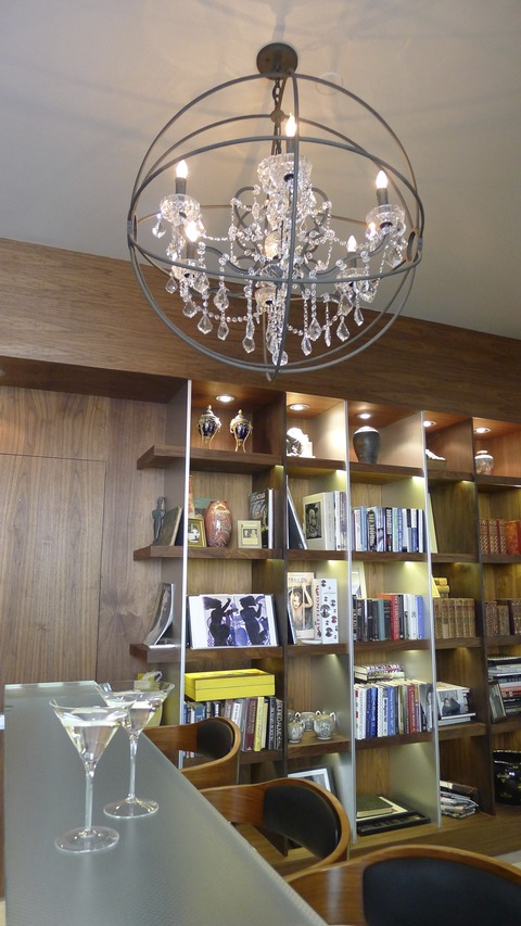 Modern Library with frosted glass counter top