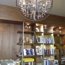 Modern Library with frosted glass counter top