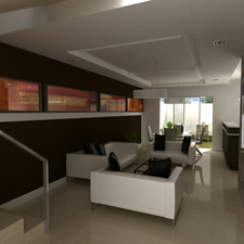 Modern Library with epoxied concrete floor