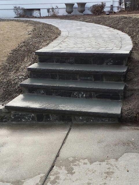 Modern Landscape with stamped concrete walkway
