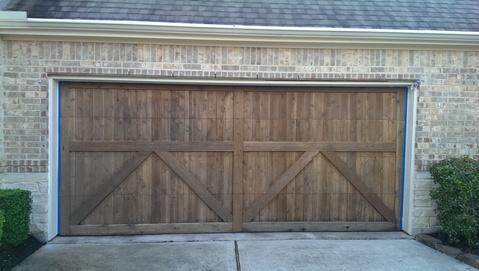 Transitional Garage with gray asphalt roof shingles