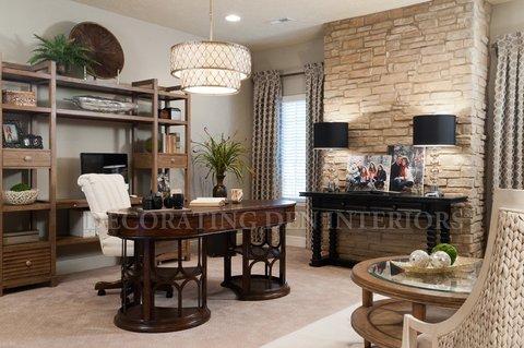Eclectic Home Office with white leather office chair
