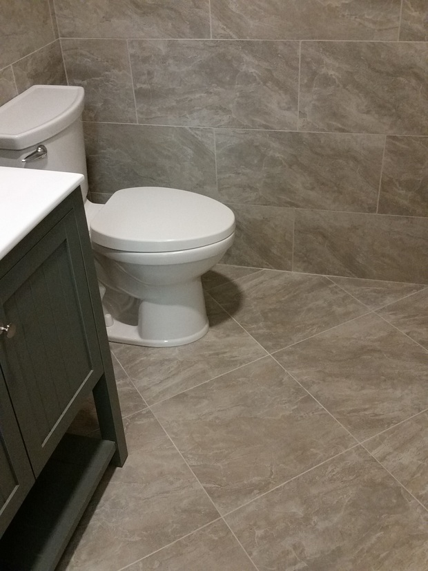 Transitional Bathroom In Fort Myers Diagonal Pattern Acrylic Transitional Bathroom With Ceramic Tile Floor And Walls