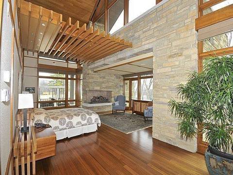 Contemporary Bedroom with large picture windows