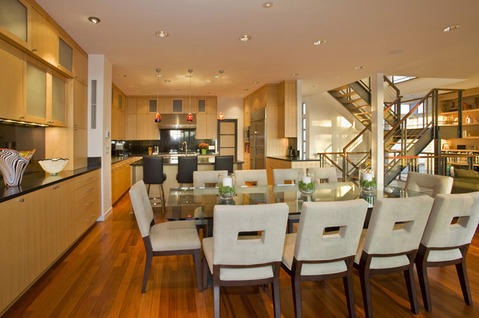 Modern Dining Room with white modern dining chair