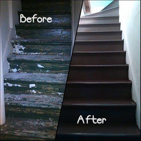 Traditional Staircase In Senellville Worn Paint White Wall By Traditional Staircase With Chocolate Brown Painted Steps