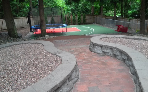 Modern Landscape with low concrete block planter