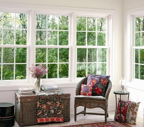 Cottage Sunroom with traditional area rug