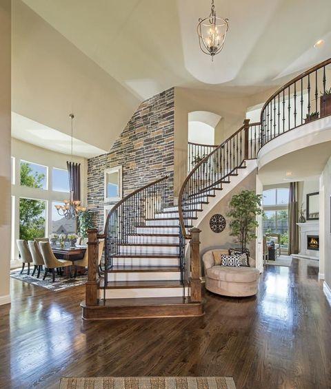 Contemporary Entry with hands scraped plank floor