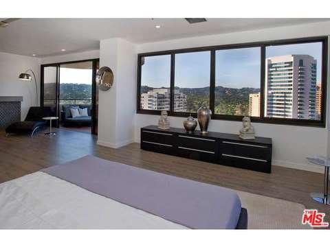 Contemporary Bedroom with glass panel exterior doors