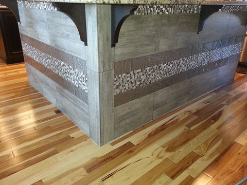 Eclectic Kitchen with sandstone grain ceramic tile