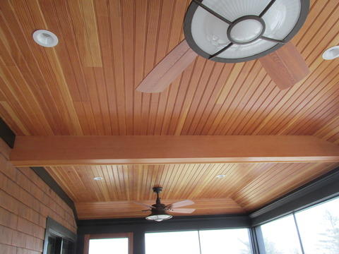 Contemporary Sunroom with ceiling fan and light