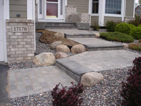 Traditional Walkway with white and glass door