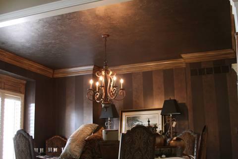 Colonial Dining Room with wrought iron chandelier