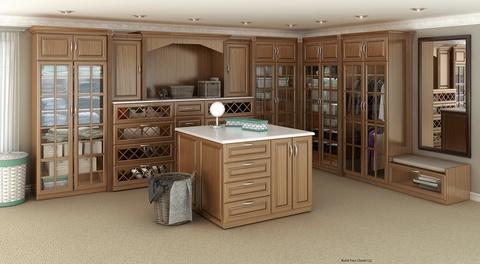 Traditional Closet with windowed cabinet doors