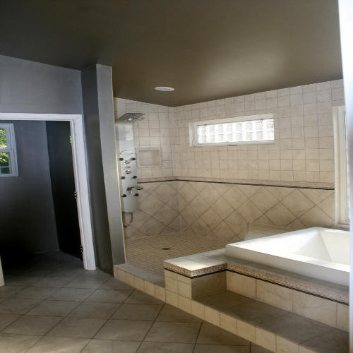 Contemporary Master Bathroom with stainless steel faucet