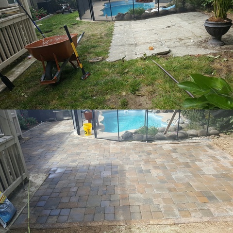 Contemporary Pool with glass panel pool fence