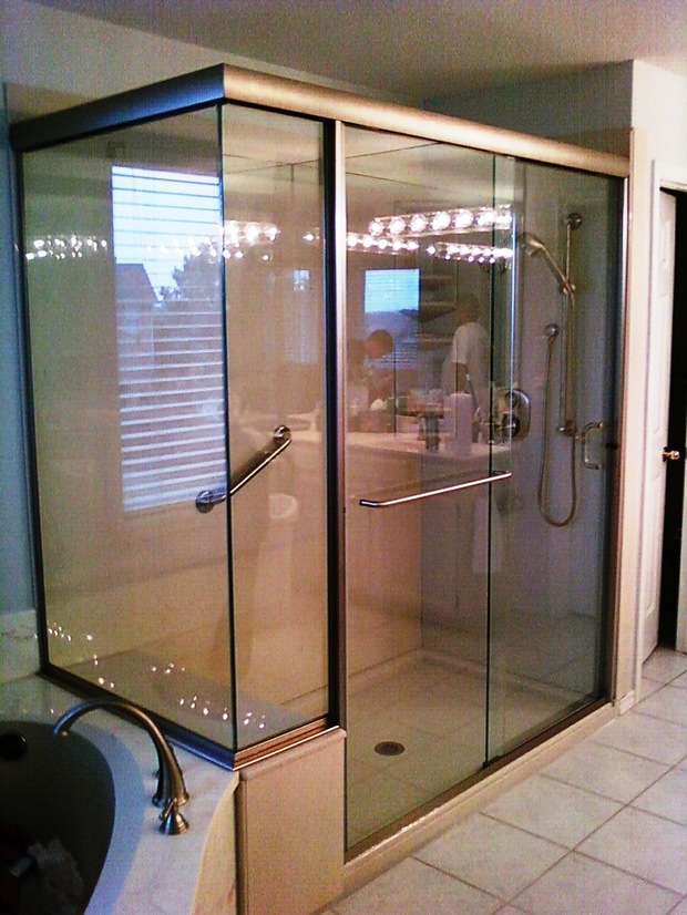 Contemporary Bathroom In Elm Hurst Glass Shower Door Shower