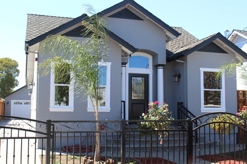 Modern Home Exterior with windowed exterior door
