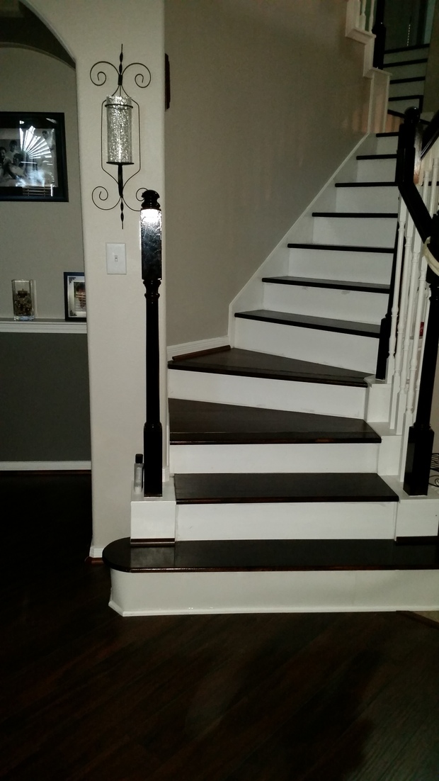 Transitional Staircase In Fresno Beige Walls Drywall Arch By Transitional Staircase With White Spindles In Stair Railing