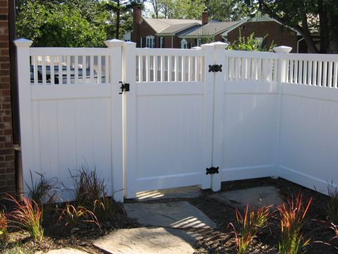 Modern Landscape with modern picket top fence