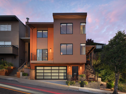 Modern Home Exterior with first story 2 car garage