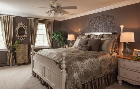 Traditional Bedroom with ceiling fan with light