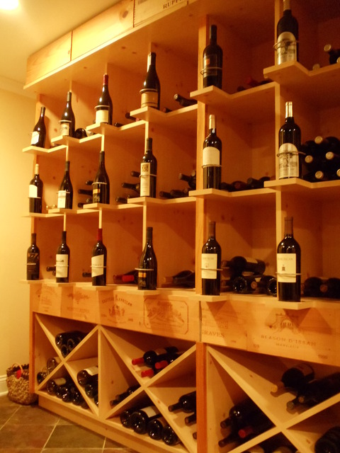 Contemporary Wine Cellar with storage for wine bottles