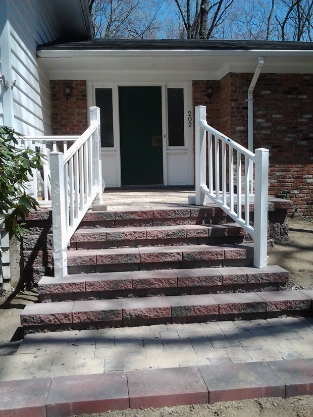 Traditional Patio with windows around front door