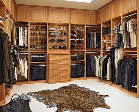 Traditional Closet with built in storage drawers