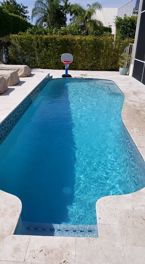 Tropical Pool with pool basketball hoop