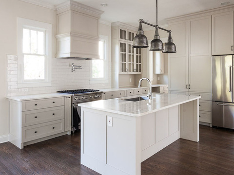 Eclectic Kitchen with stainless steel french door refrigerator