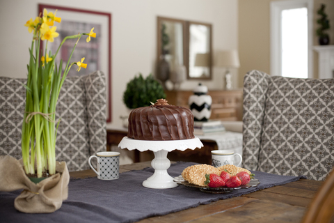 Transitional Dining Room with upholstered dining chair