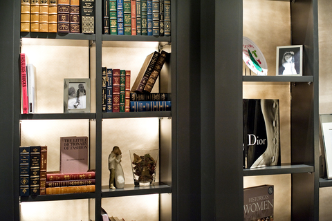 Contemporary Library with custom cabinetry