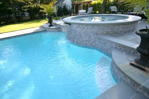 Traditional Pool with cement pool coping
