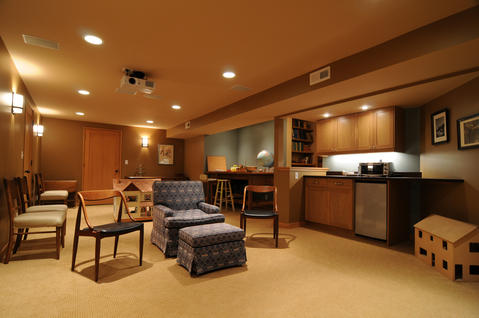 Traditional Basement with traditional style open basement