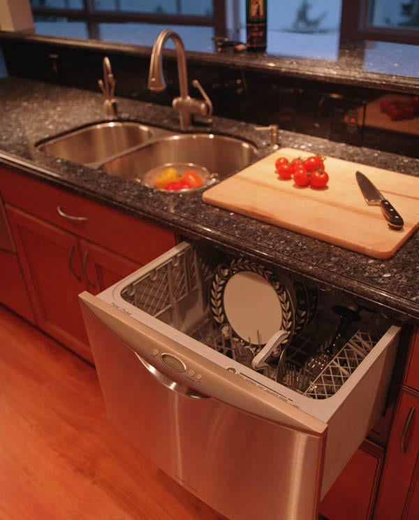 Transitional Kitchen In Seattle Drawer Style Dishwasher Black